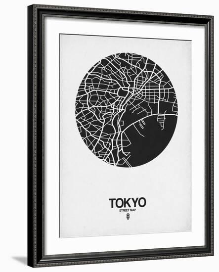 Tokyo Street Map Black on White-NaxArt-Framed Art Print