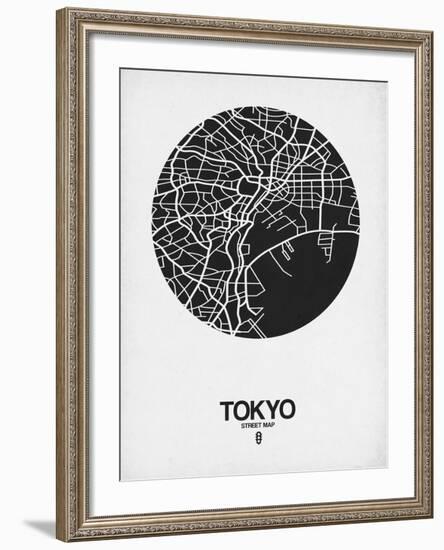 Tokyo Street Map Black on White-NaxArt-Framed Art Print