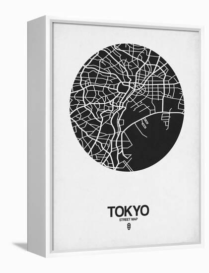 Tokyo Street Map Black on White-NaxArt-Framed Stretched Canvas