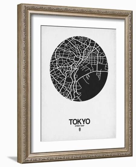 Tokyo Street Map Black on White-NaxArt-Framed Art Print