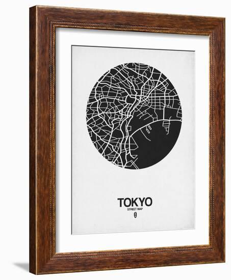 Tokyo Street Map Black on White-NaxArt-Framed Art Print