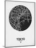 Tokyo Street Map Black on White-NaxArt-Mounted Art Print