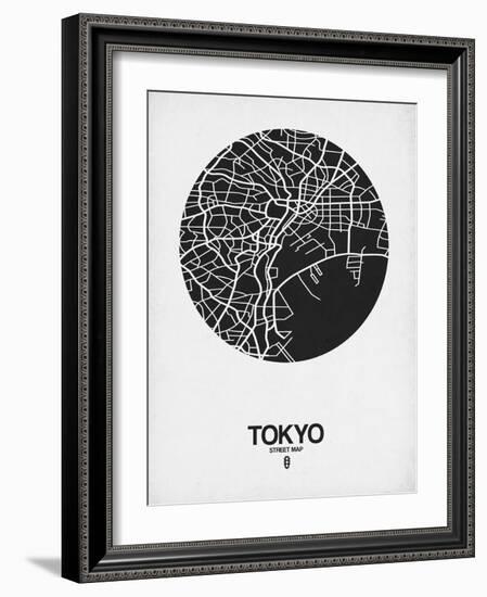 Tokyo Street Map Black on White-NaxArt-Framed Art Print