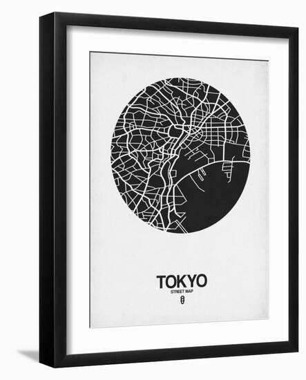 Tokyo Street Map Black on White-null-Framed Art Print