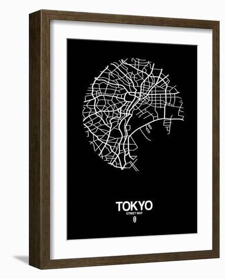 Tokyo Street Map Black-null-Framed Art Print