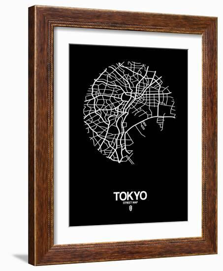 Tokyo Street Map Black-null-Framed Art Print