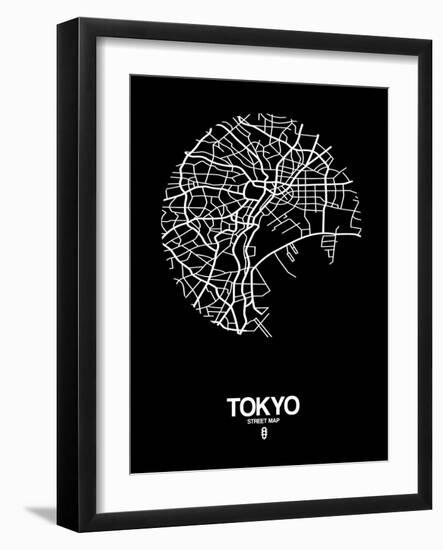 Tokyo Street Map Black-null-Framed Art Print