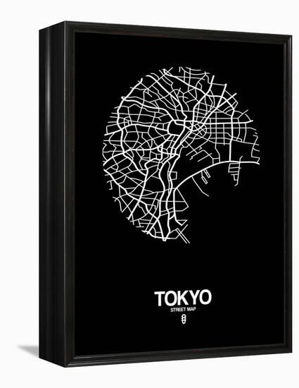 Tokyo Street Map Black-NaxArt-Framed Stretched Canvas