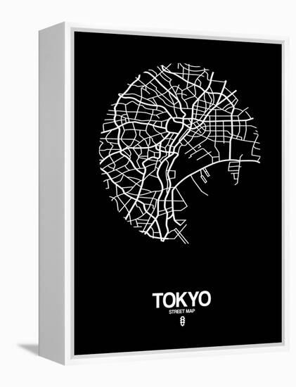 Tokyo Street Map Black-NaxArt-Framed Stretched Canvas