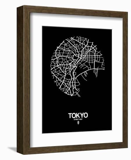 Tokyo Street Map Black-NaxArt-Framed Art Print