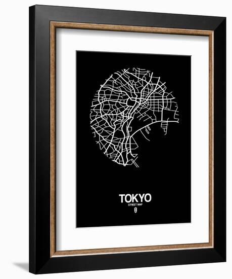 Tokyo Street Map Black-NaxArt-Framed Art Print