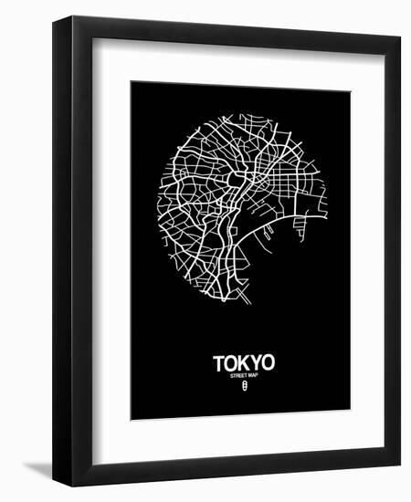 Tokyo Street Map Black-NaxArt-Framed Art Print