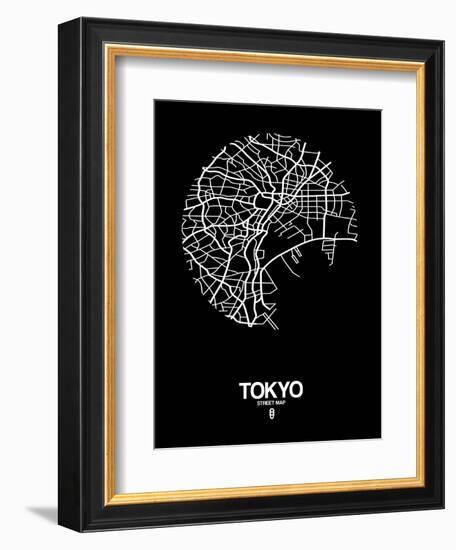 Tokyo Street Map Black-NaxArt-Framed Art Print