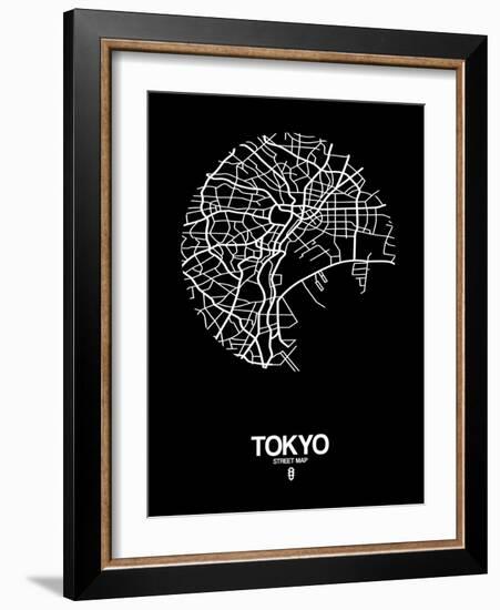 Tokyo Street Map Black-NaxArt-Framed Art Print