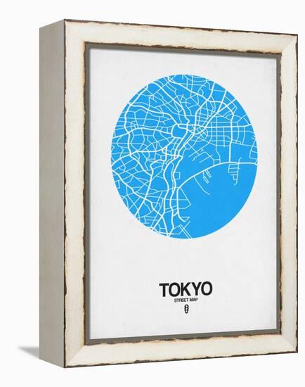 Tokyo Street Map Blue-NaxArt-Framed Stretched Canvas