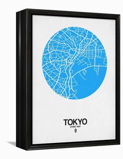 Tokyo Street Map Blue-NaxArt-Framed Stretched Canvas