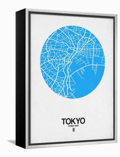 Tokyo Street Map Blue-NaxArt-Framed Stretched Canvas