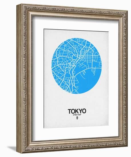 Tokyo Street Map Blue-NaxArt-Framed Art Print