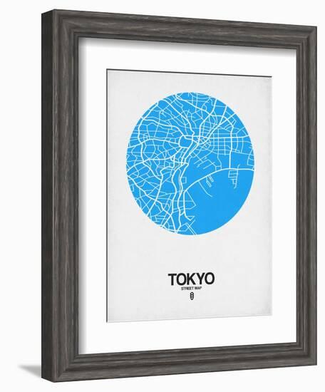 Tokyo Street Map Blue-NaxArt-Framed Art Print