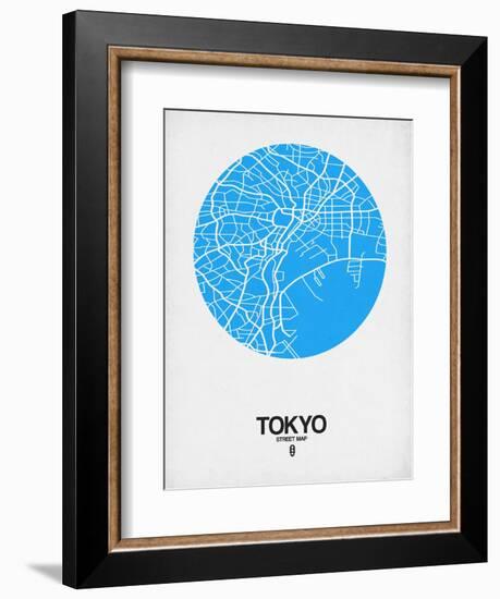 Tokyo Street Map Blue-NaxArt-Framed Art Print