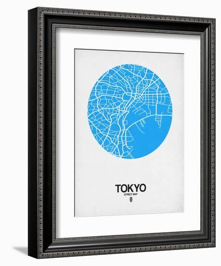 Tokyo Street Map Blue-NaxArt-Framed Art Print