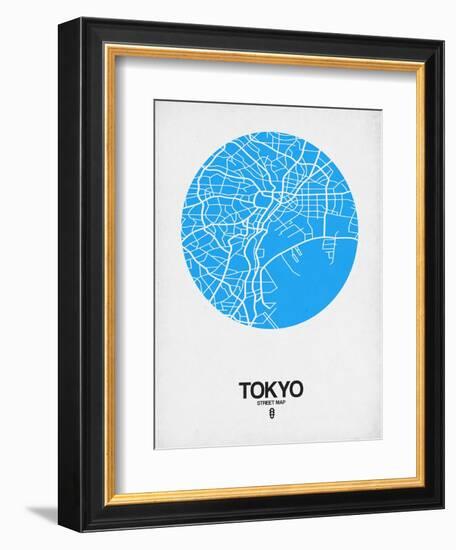 Tokyo Street Map Blue-NaxArt-Framed Art Print