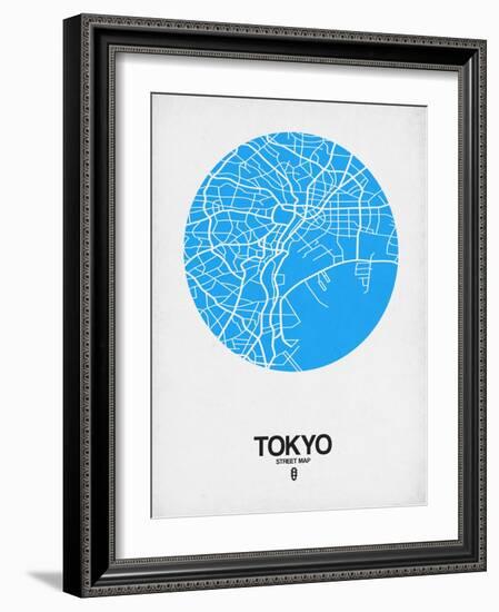 Tokyo Street Map Blue-NaxArt-Framed Art Print