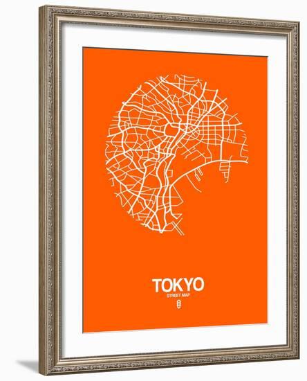 Tokyo Street Map Orange-NaxArt-Framed Art Print