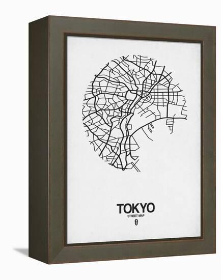 Tokyo Street Map White-NaxArt-Framed Stretched Canvas