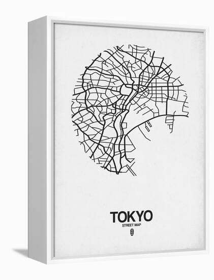 Tokyo Street Map White-NaxArt-Framed Stretched Canvas