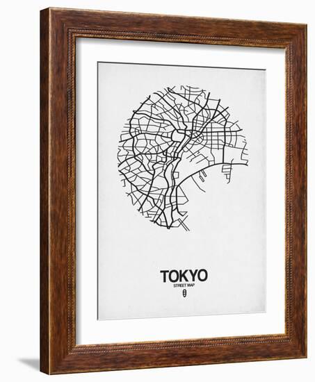 Tokyo Street Map White-NaxArt-Framed Art Print