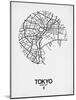Tokyo Street Map White-NaxArt-Mounted Art Print