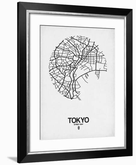 Tokyo Street Map White-NaxArt-Framed Art Print