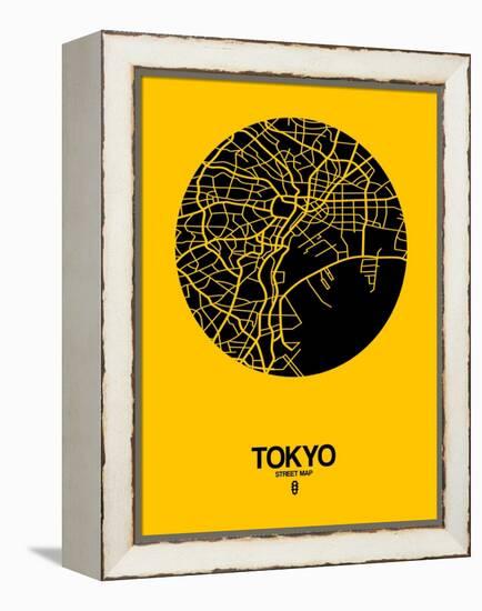 Tokyo Street Map Yellow-NaxArt-Framed Stretched Canvas