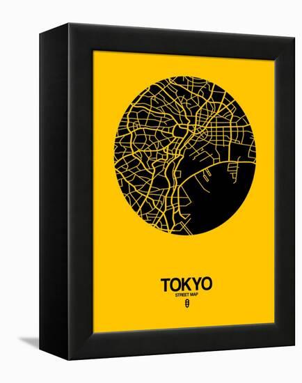 Tokyo Street Map Yellow-NaxArt-Framed Stretched Canvas