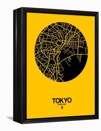 Tokyo Street Map Yellow-NaxArt-Framed Stretched Canvas