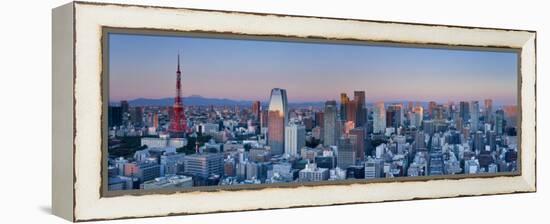 Tokyo Tower and Mt; Fuji from Shiodome, Tokyo, Japan-Jon Arnold-Framed Premier Image Canvas