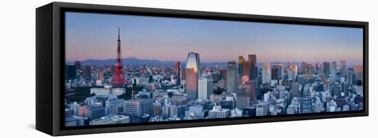 Tokyo Tower and Mt; Fuji from Shiodome, Tokyo, Japan-Jon Arnold-Framed Premier Image Canvas