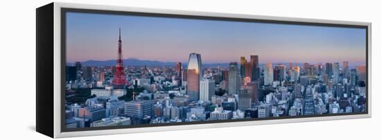 Tokyo Tower and Mt; Fuji from Shiodome, Tokyo, Japan-Jon Arnold-Framed Premier Image Canvas