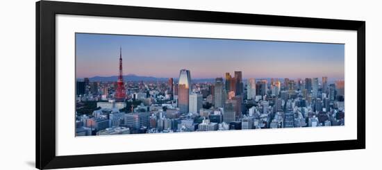 Tokyo Tower and Mt; Fuji from Shiodome, Tokyo, Japan-Jon Arnold-Framed Photographic Print