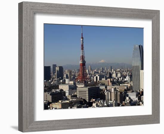 Tokyo Tower, City Skyline and Mount Fuji Beyond, Tokyo, Japan, Asia-Olivier Goujon-Framed Photographic Print