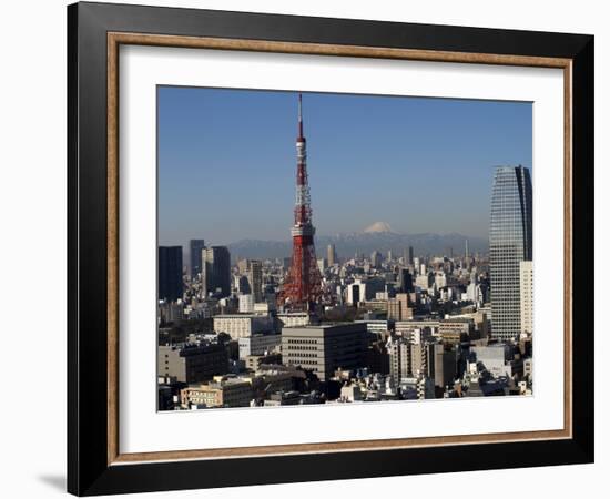 Tokyo Tower, City Skyline and Mount Fuji Beyond, Tokyo, Japan, Asia-Olivier Goujon-Framed Photographic Print