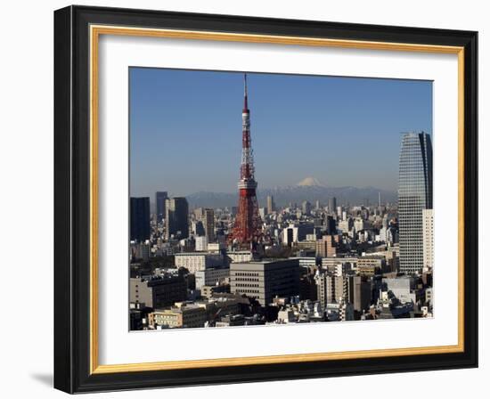 Tokyo Tower, City Skyline and Mount Fuji Beyond, Tokyo, Japan, Asia-Olivier Goujon-Framed Photographic Print