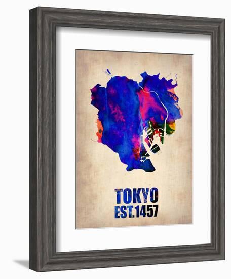 Tokyo Watercolor Map 1-NaxArt-Framed Art Print