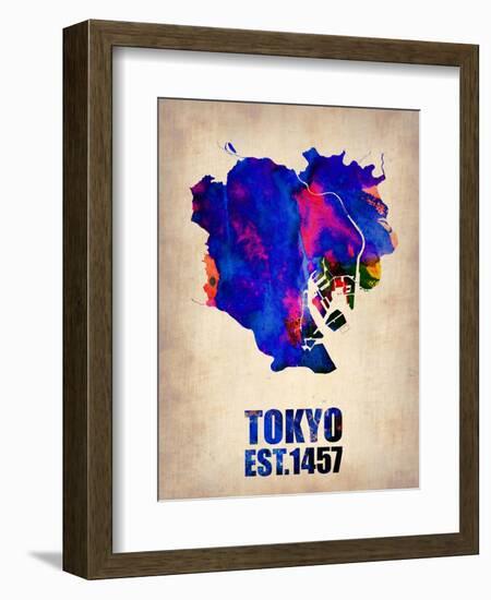 Tokyo Watercolor Map 1-NaxArt-Framed Art Print