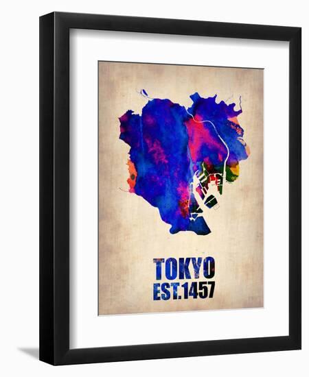 Tokyo Watercolor Map 1-NaxArt-Framed Art Print