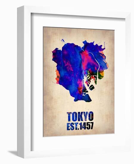 Tokyo Watercolor Map 1-NaxArt-Framed Art Print