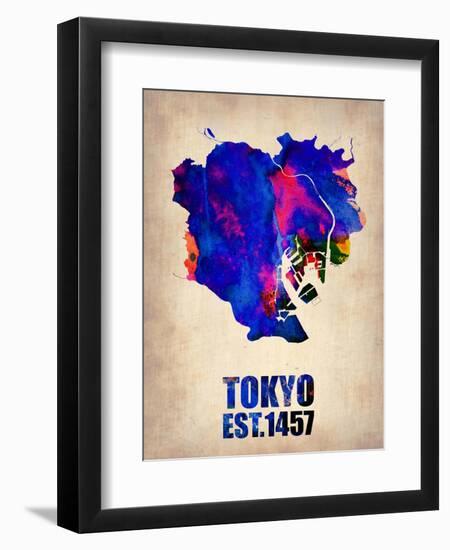 Tokyo Watercolor Map 1-NaxArt-Framed Art Print