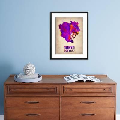 Tokyo Watercolor Map 2 Art Print Naxart Art Com