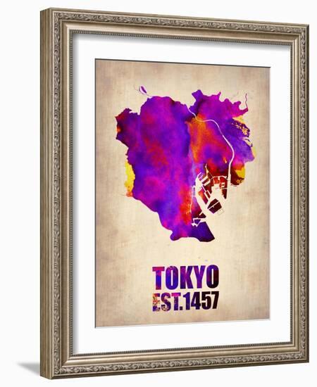 Tokyo Watercolor Map 2-NaxArt-Framed Art Print